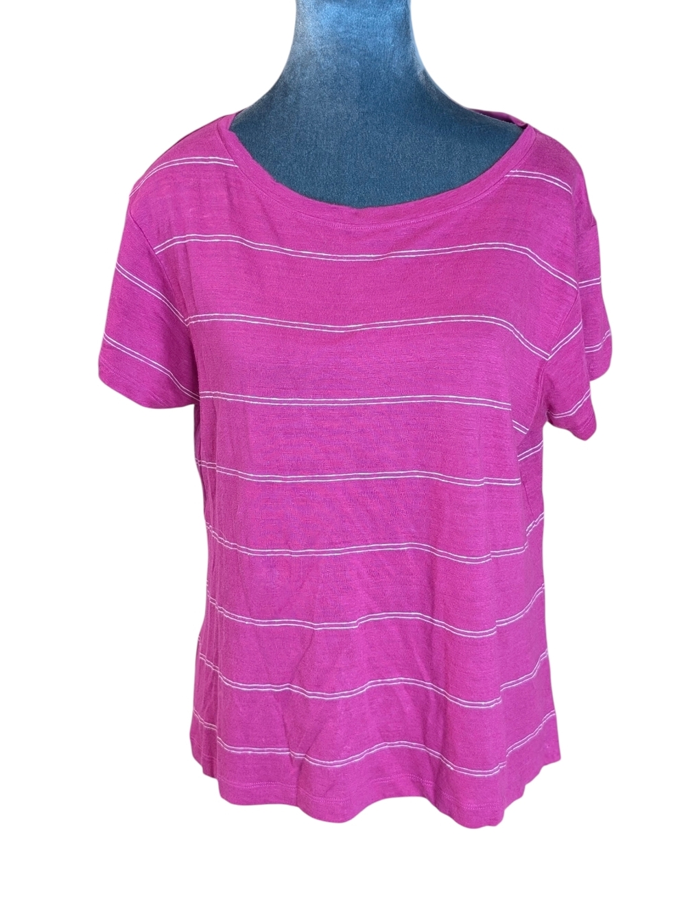 Eileen Fisher Magenta Organic Linen T-Shirt Size Med